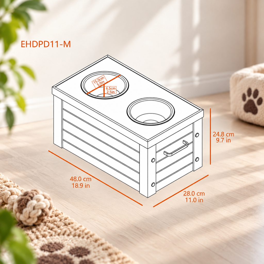 Elevated Dog Feeder with Storage