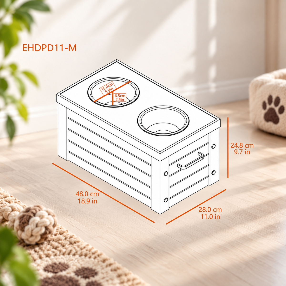 Elevated Dog Feeder with Storage