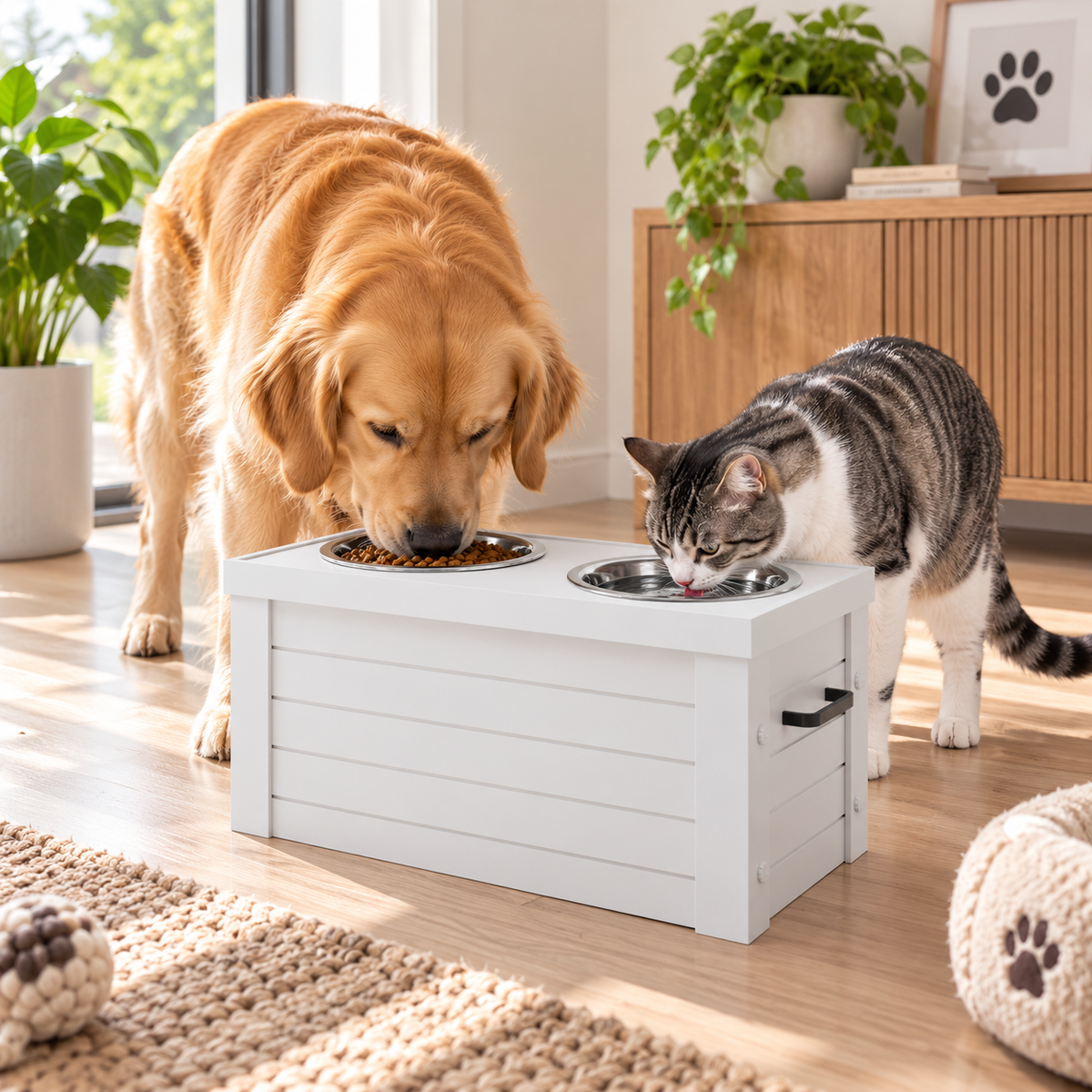Elevated Dog Feeder with Storage