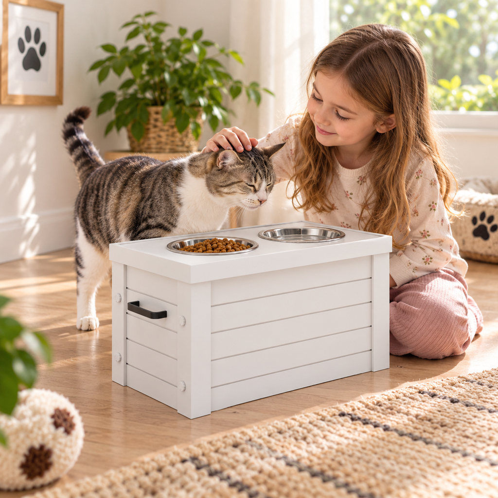 Elevated Dog Feeder with Storage