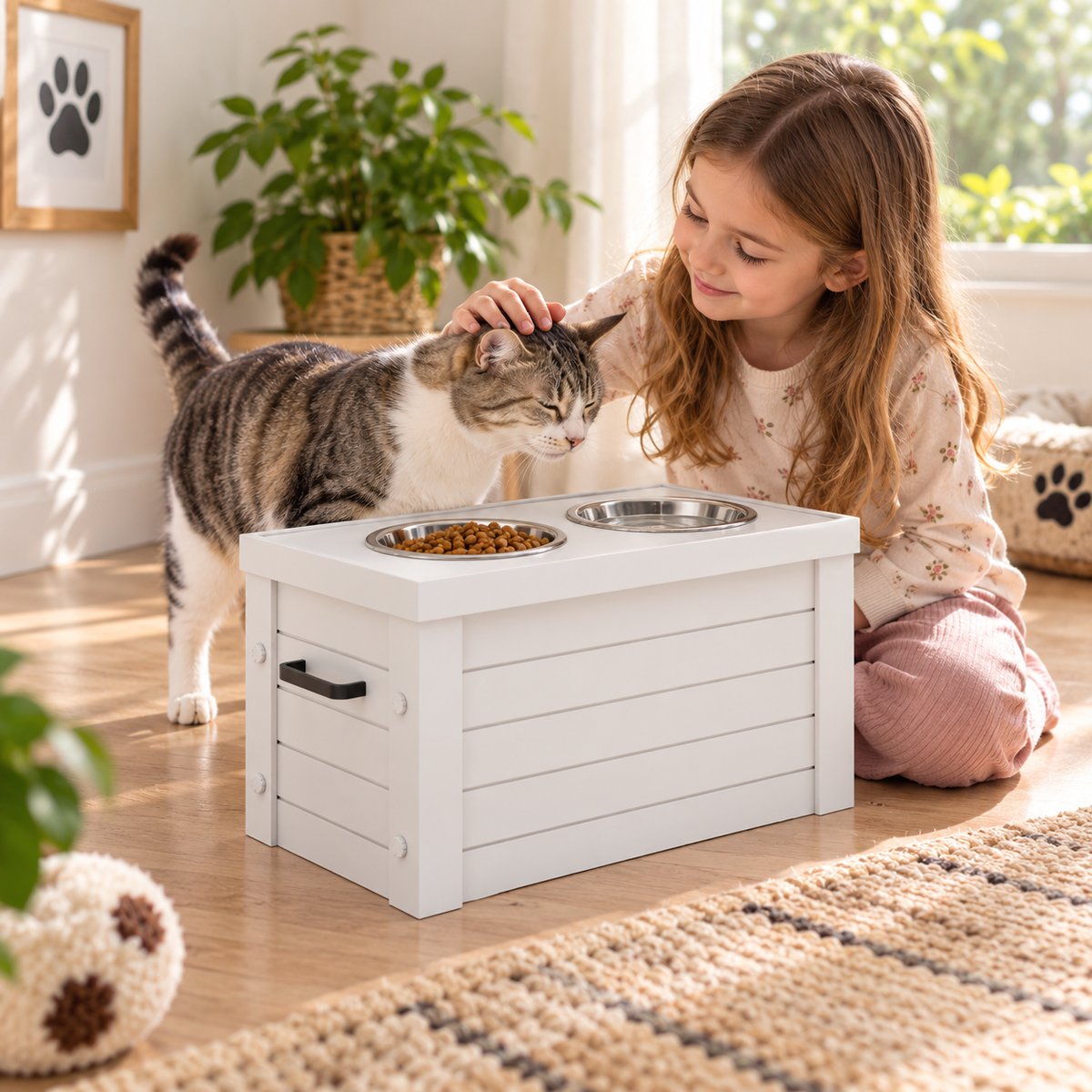 Elevated Dog Feeder with Storage