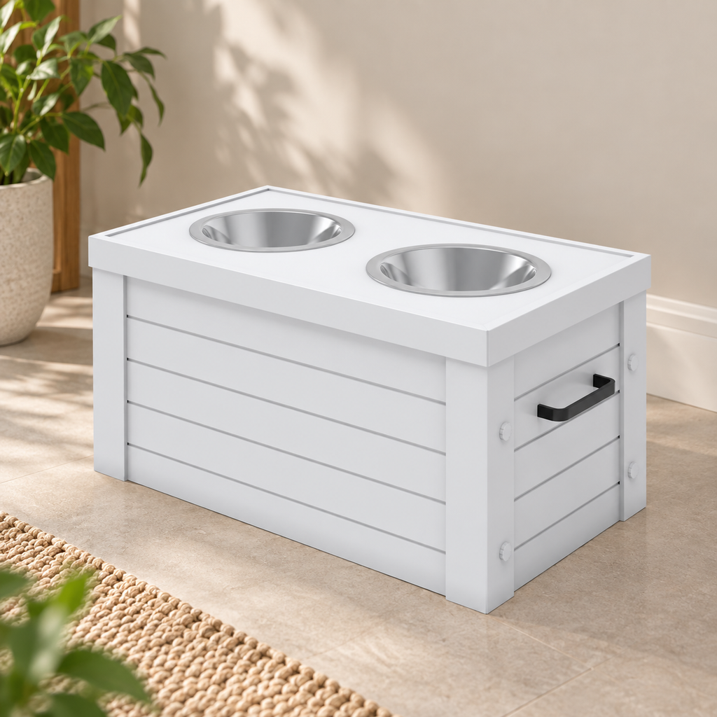 Elevated Dog Feeder with Storage
