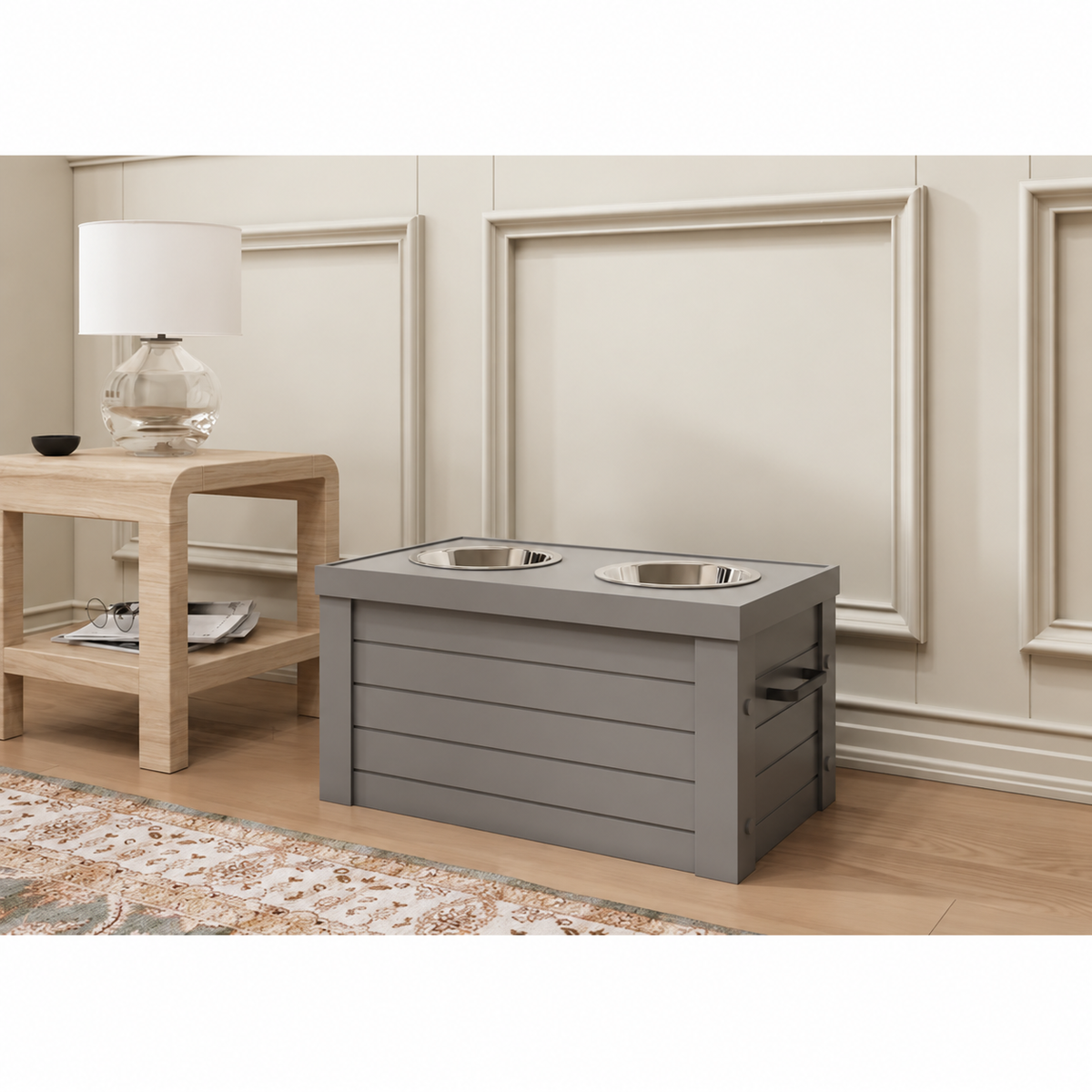 Elevated Dog Feeder with Storage