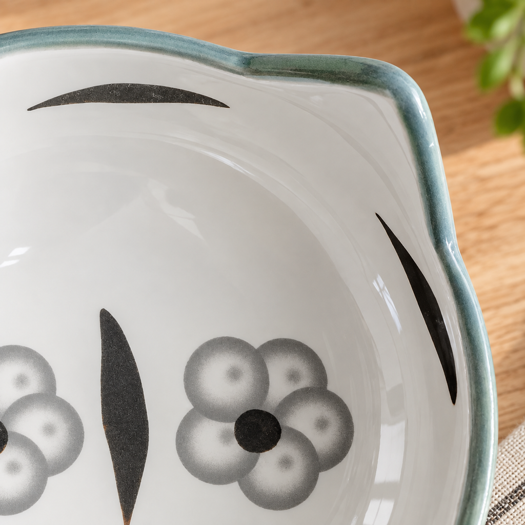 Floral Elevated Ceramic Cat Bowl