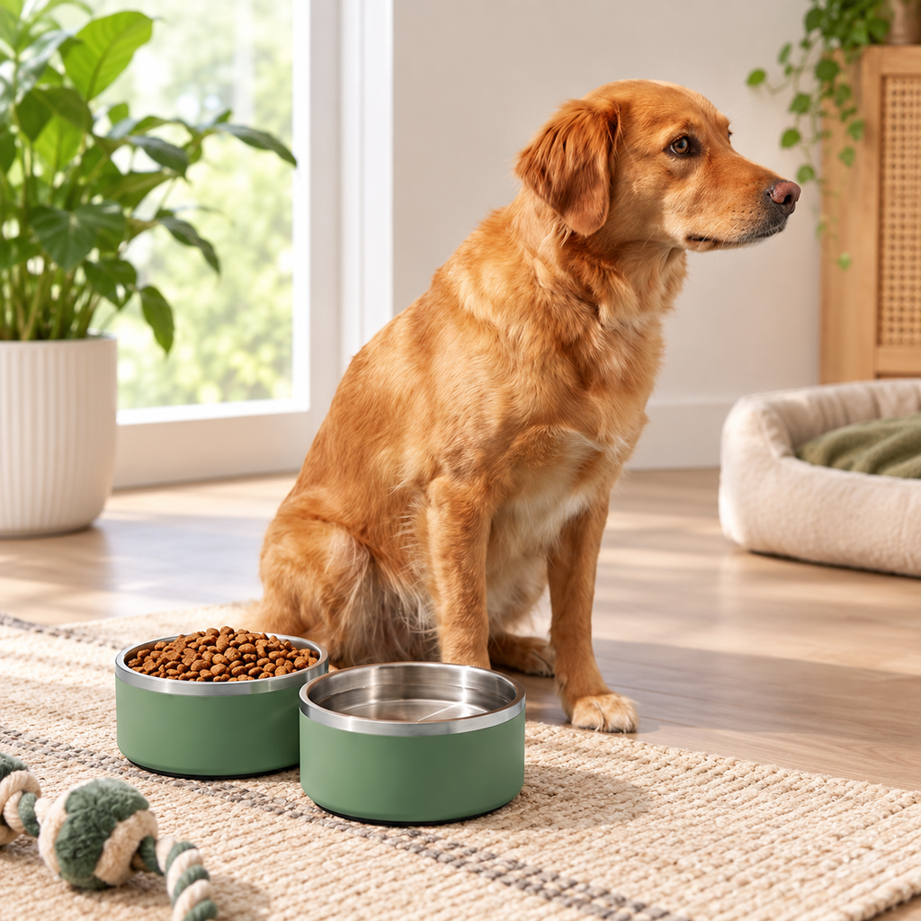 Double-Wall Stainless Steel Pet Bowl
